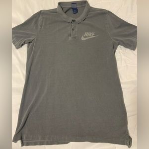 Grey Nike Sportswear (NSW) Knitted Polo - Men's Medium